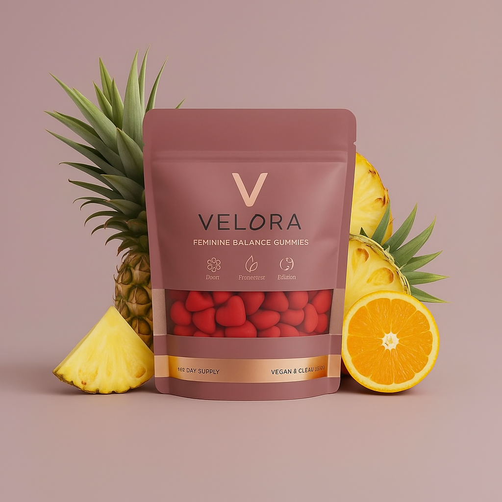 VELORA® heart-shaped gummies packaging